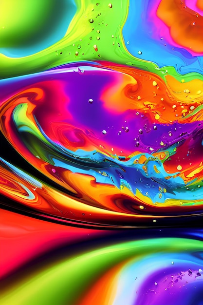 Een kleurrijke achtergrond met een waterdruppeltje.