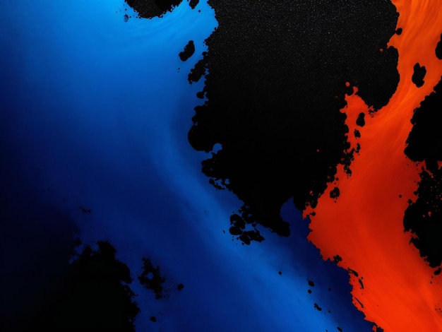 Een kleurrijke achtergrond met een zwarte achtergrond en een blauwe en oranje verf ai gegenereerd