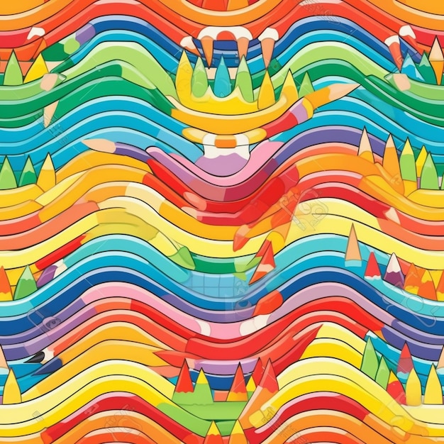 Een kleurrijke achtergrond met veel verschillende gekleurde golven generatieve ai