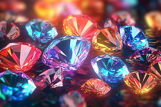 Foto een kleurrijke afbeelding van een bos diamanten.