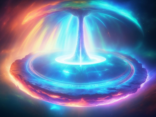 Een kleurrijke afbeelding van een cirkel met een lampje erop dat oplicht.