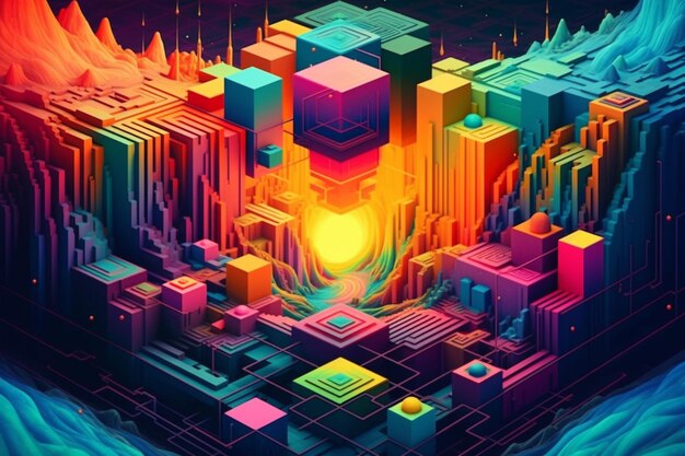Een kleurrijke afbeelding van een kubus met het woord liefde erop