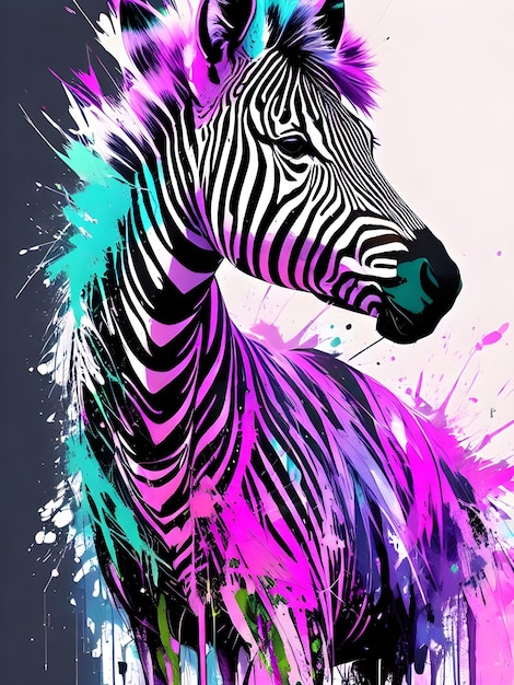 Een kleurrijke aquarel Afrikaanse zebra op een witte achtergrond