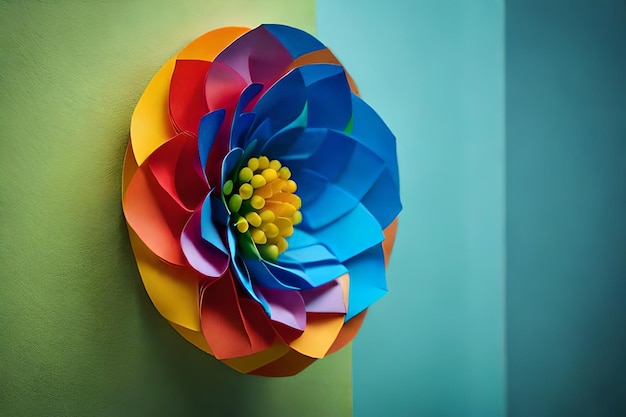 een kleurrijke bloem gemaakt door de kunstenaar
