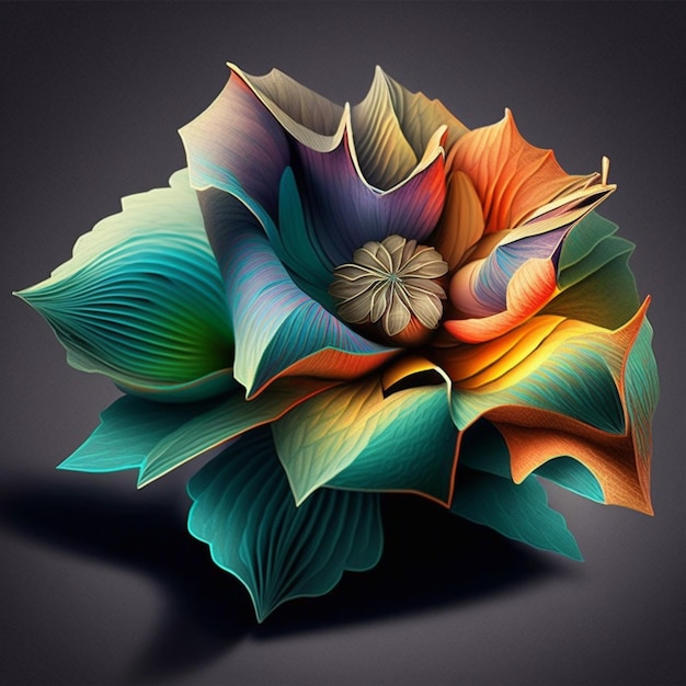 Een kleurrijke bloem met veel kleuren wordt weergegeven.