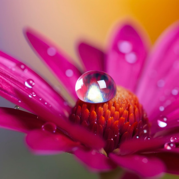 Een kleurrijke bloem met waterdruppels erop