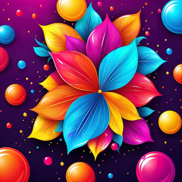 een kleurrijke bloem omringd door bubbels en bubbels