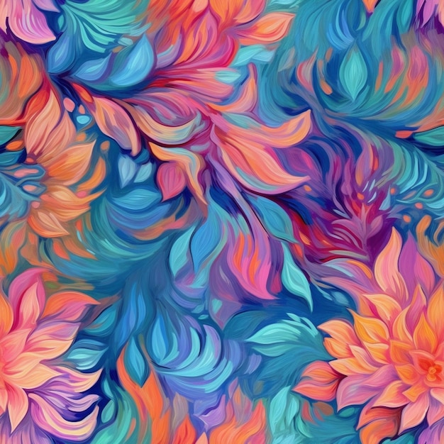 Een kleurrijke bloemenachtergrond met een waterverfschilderij van bloemen.