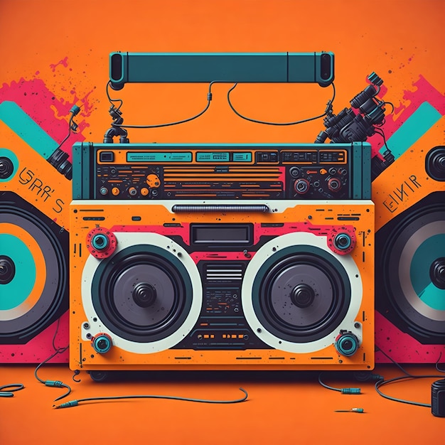 Een kleurrijke boombox