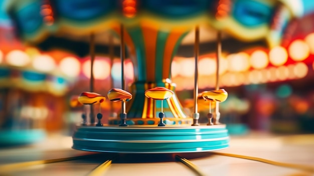 Foto een kleurrijke carrousel met een carrousel op de achtergrond