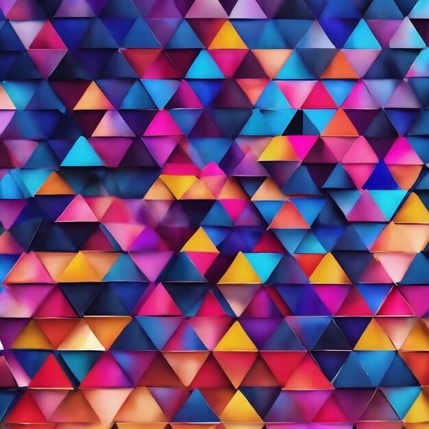Een kleurrijke driehoeksachtergrond met een blauw driehoekspatroon