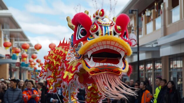 Een kleurrijke en levendige afbeelding van een traditionele Chinese draak