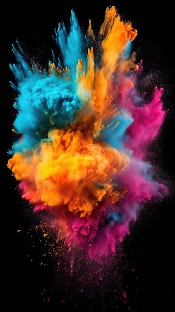 Een kleurrijke explosie van poeder.