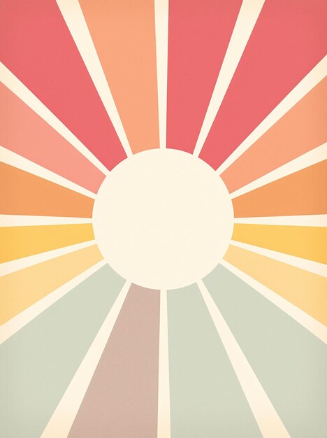 Foto een kleurrijke grafische reeks strepen en een zon in de stijl van minimalistische geometrische