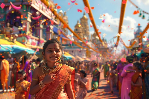Een kleurrijke Hindoe-feeststocht