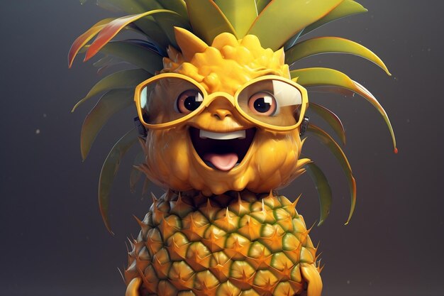 Een kleurrijke illustratie van Ananas Character Generative AI