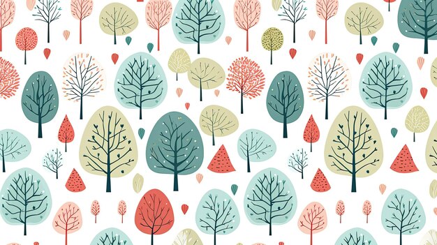 Een kleurrijke illustratie van bomen in de herfst.