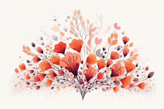 Een kleurrijke illustratie van een plant met een hartvormig patroon.