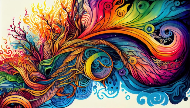 Een kleurrijke illustratie van een spiraal met het woord "erop"
