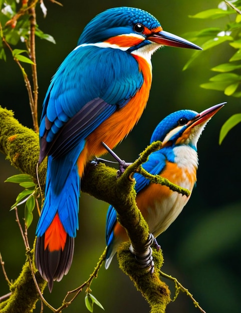 Een kleurrijke kingfisher zit op een tak in het bos