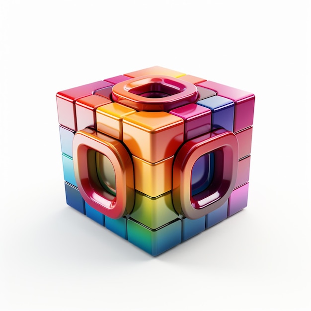een kleurrijke kubus met een gat in het midden