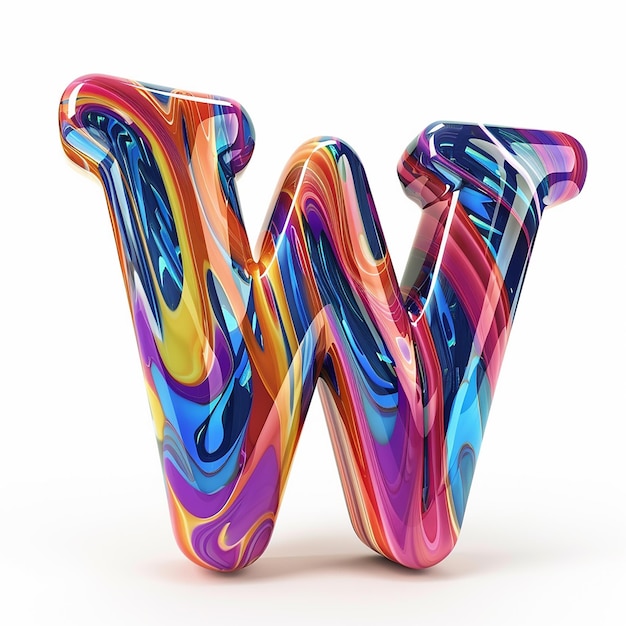 een kleurrijke letter w gemaakt van kleurrijk glas