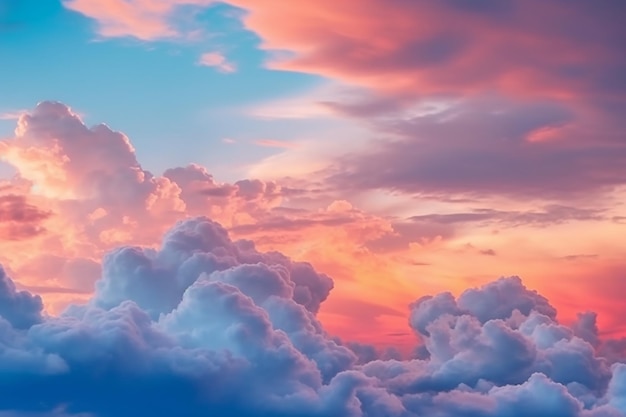 Een kleurrijke lucht met wolken en de zon die door de wolken schijnt.