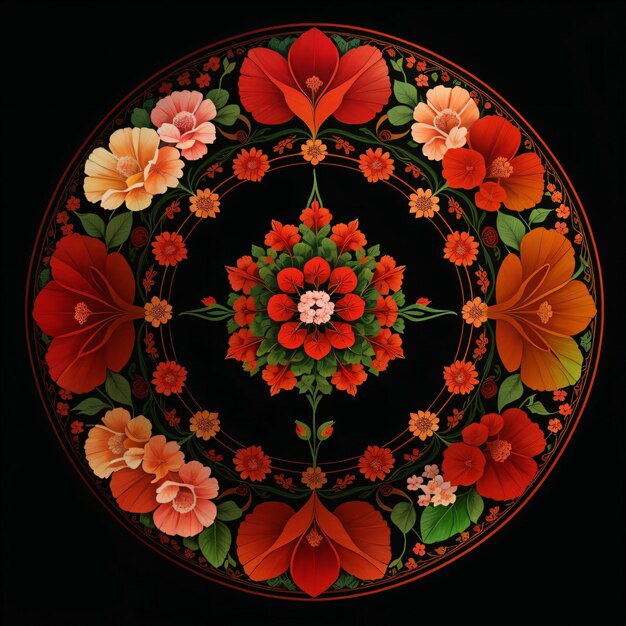 Een kleurrijke mandala met bloem generatieve ai