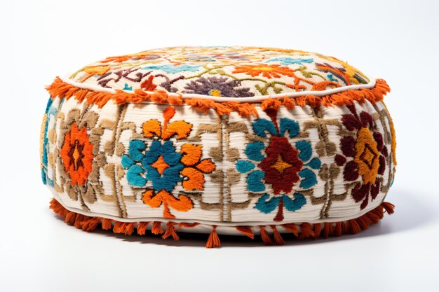 Foto een kleurrijke ottomaanse bedekt met een kleurrijk bloemenpatroon