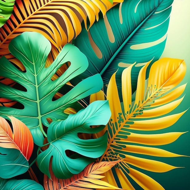 Een kleurrijke poster met een tropische plant en het woord palm erop.