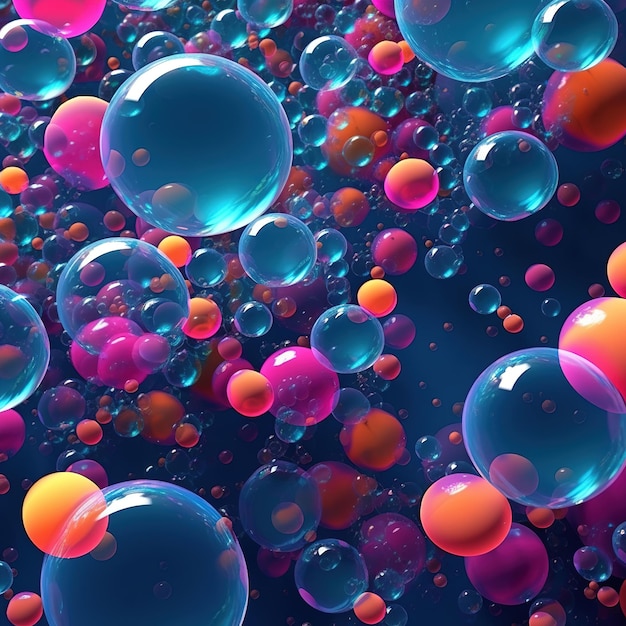 Foto een kleurrijke reeks bubbels op een water achtergrond