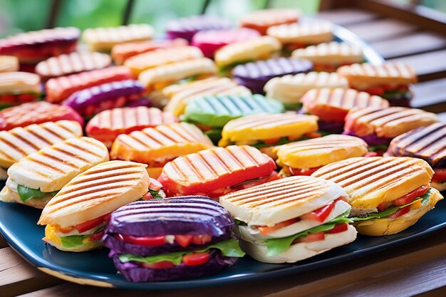 Een kleurrijke reeks panini's op een schotel