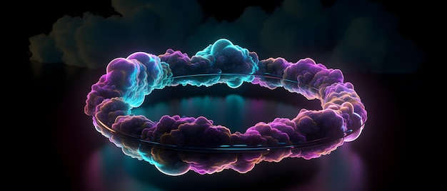 Een kleurrijke ring met een weerspiegeling van de lucht en de woorden "het woord" erop "
