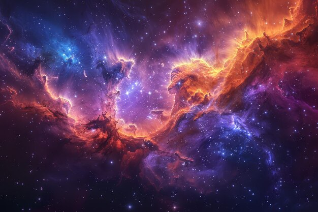 Een kleurrijke ruimte vol sterren
