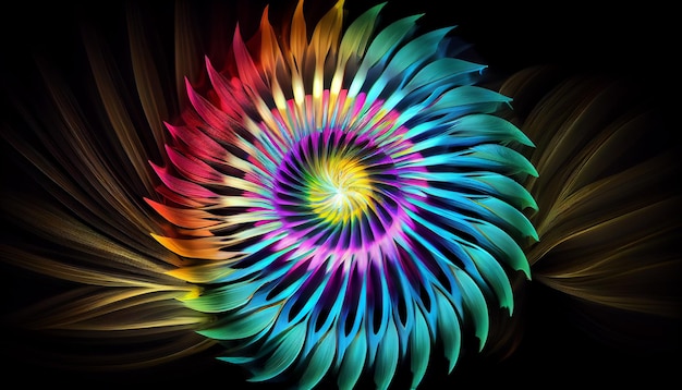 Een kleurrijke spiraal van kleuren.