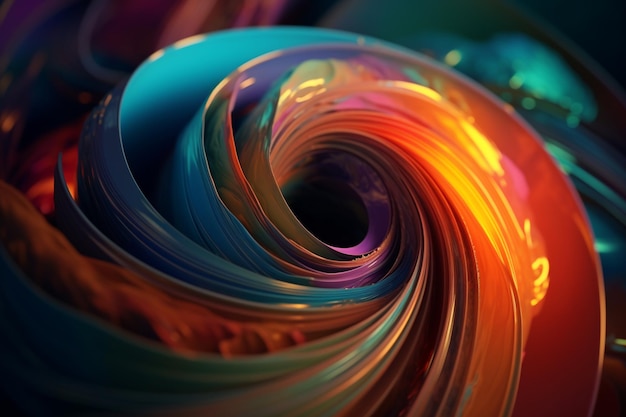 Een kleurrijke spiraal van papier met de kleuren van de regenboog.