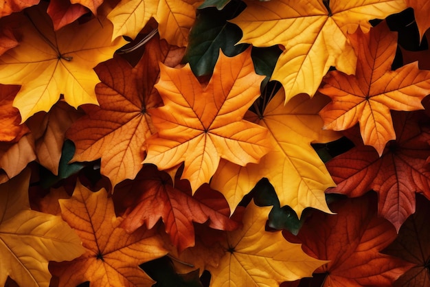 een kleurrijke stapel herfstbladeren