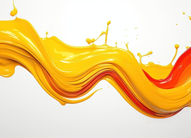 een kleurrijke verfdruppel over een witte achtergrond in de stijl van lichtoranje en geel