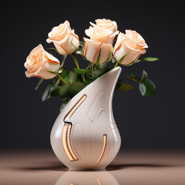 Een kleurrijke versierde delicate keramische vaas met bloemen of een bloemenvaas