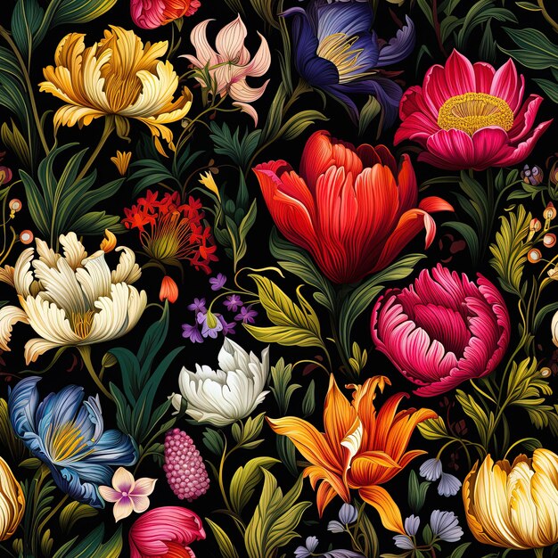 een kleurrijke verzameling bloemen met het woord lente