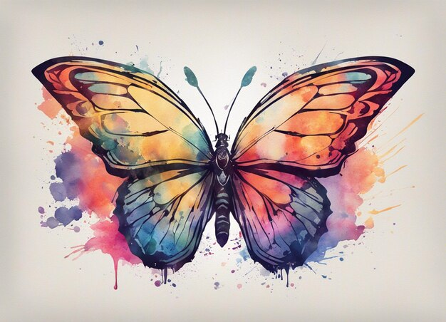 Een kleurrijke vlindervector met waterverf