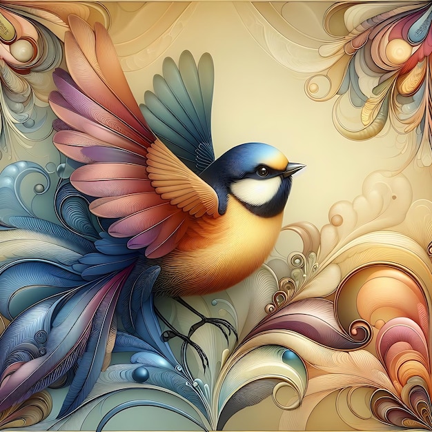een kleurrijke vogel met een blauwe en gele vogel erop