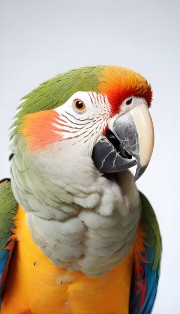 Foto een kleurrijke vogel met een hart op zijn borst