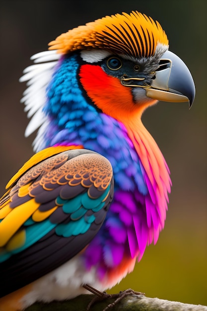 Een kleurrijke vogel met een zwarte snavel en een zwarte snavel.
