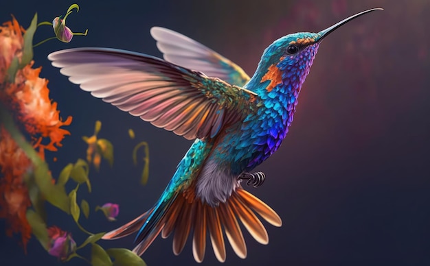 Een kleurrijke vogel met het woord op zijn vleugels