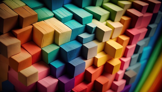 Een kleurrijke weergave van gekleurde blokken
