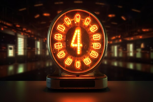 een klok met het getal 4 erop is verlicht