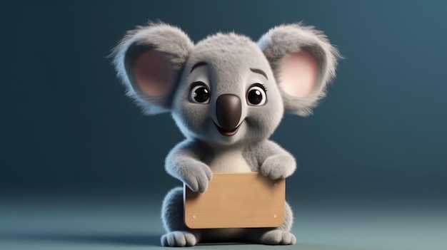 Een koala beer met een leeg bord