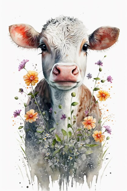 Een koe met bloemen erin