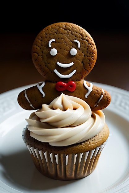 een koekje met een rode strikje erop